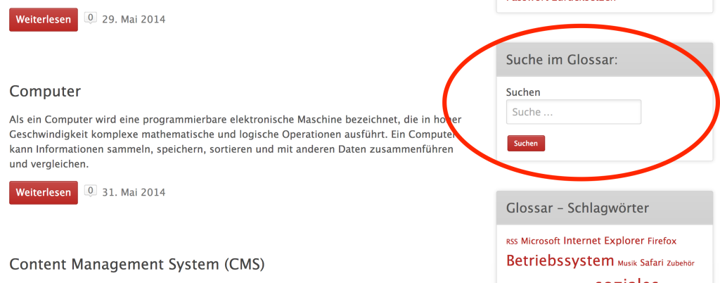 Abb. 4 - Suche im Glossar