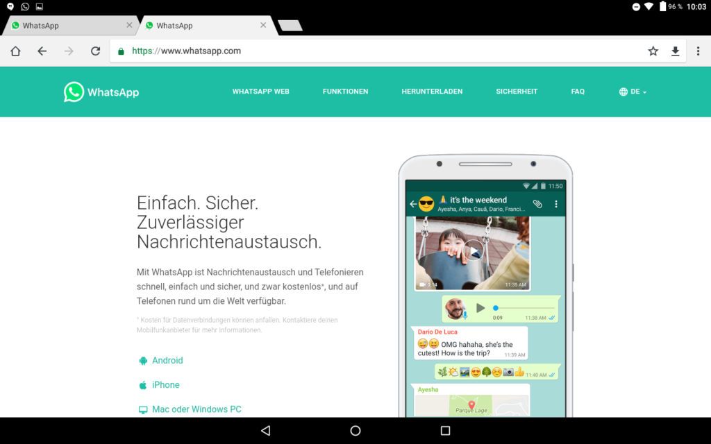 web whatsapp on tablet